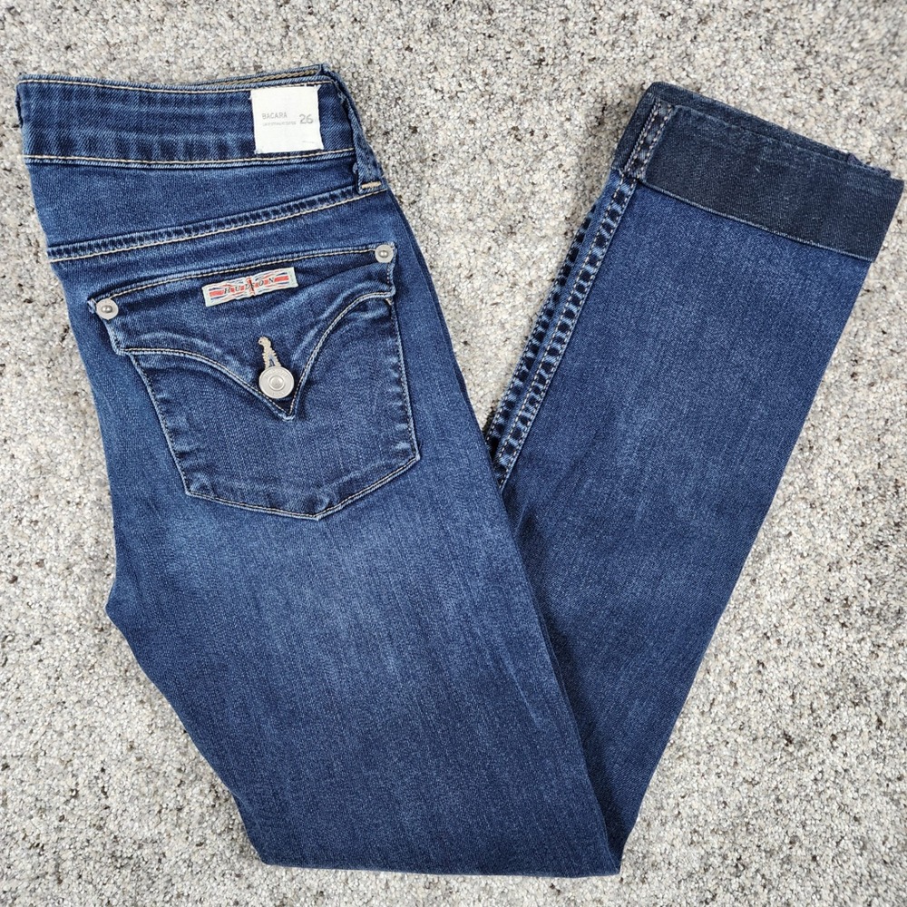 Hudson Bacara Crop Straight Jeans Womens 26 Blue Flap Pocket Denim Excellent